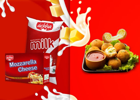 CHEESE BALLS WITH ACHHA MOZZARELLA CHEESE & ACHHA PASTEURIZED MILK