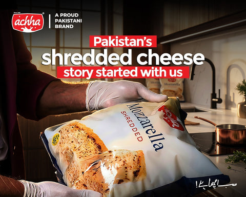 Achha Foods shredded mozzarella cheese Pakistan — best shredded cheese for pizza and cooking