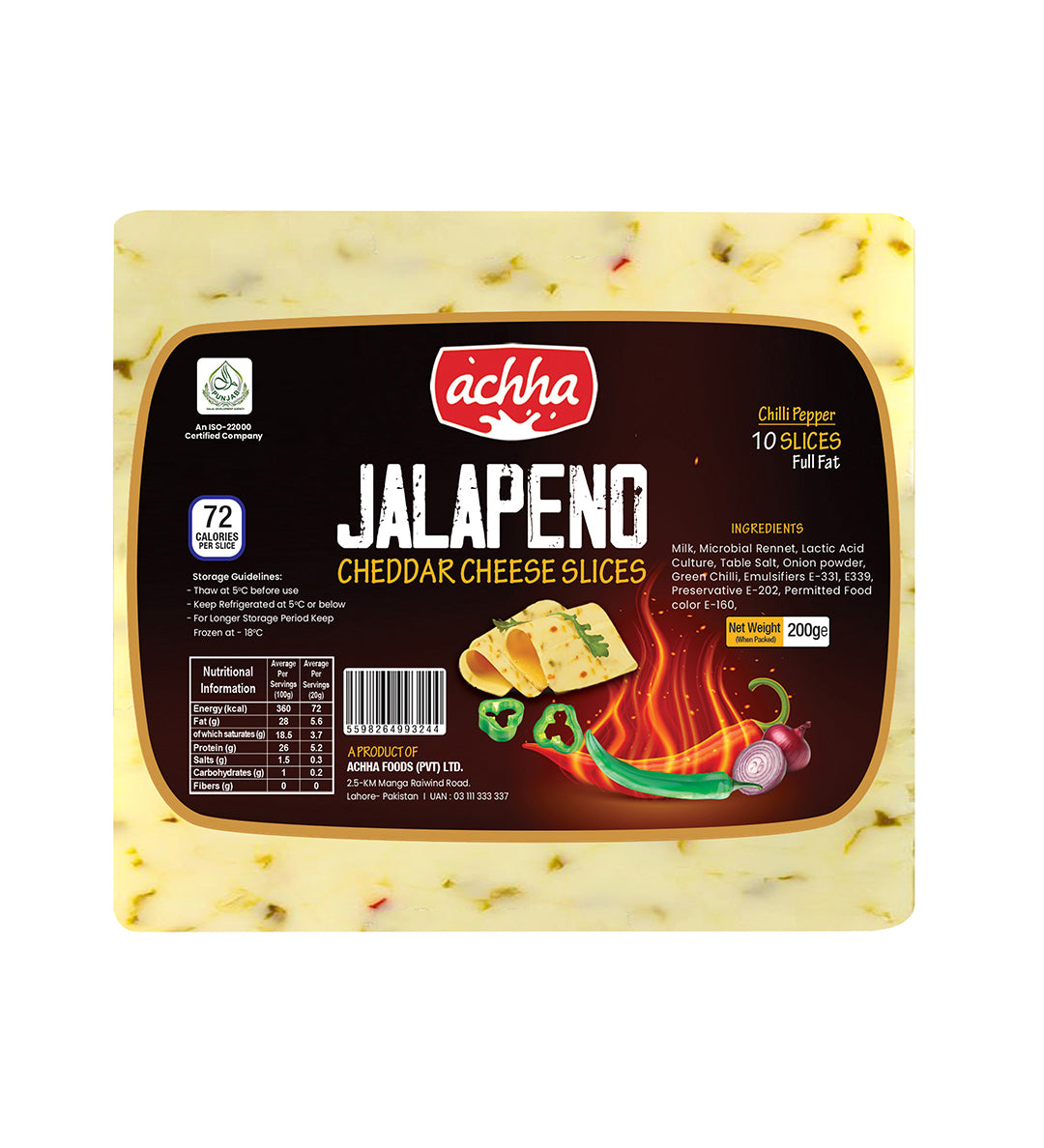 Jalapeno Cheese Slice - 200gm – Achha Foods