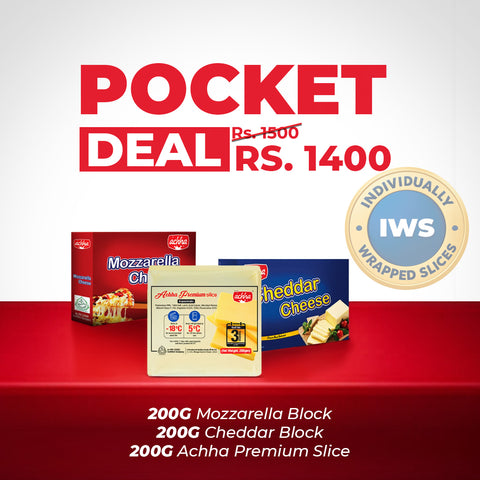 Achha foods pocket deal- IWS achha slices and Mozzarella , cheddar block