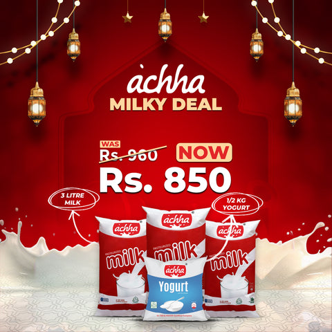 Achha Foods complete dairy range, which includes fresh milk, cheddar cheese, mozzarella cheese, butter and pure desi ghee in Pakistan.